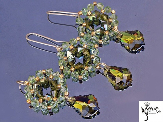 KPL167 OLIVINE KOMPLET KRYSZTAŁY SWAROVSKI ELEMENTS 