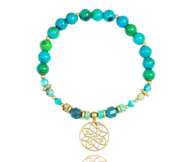 1383/7 bransoletka srebrna 925 pozłacana turkus