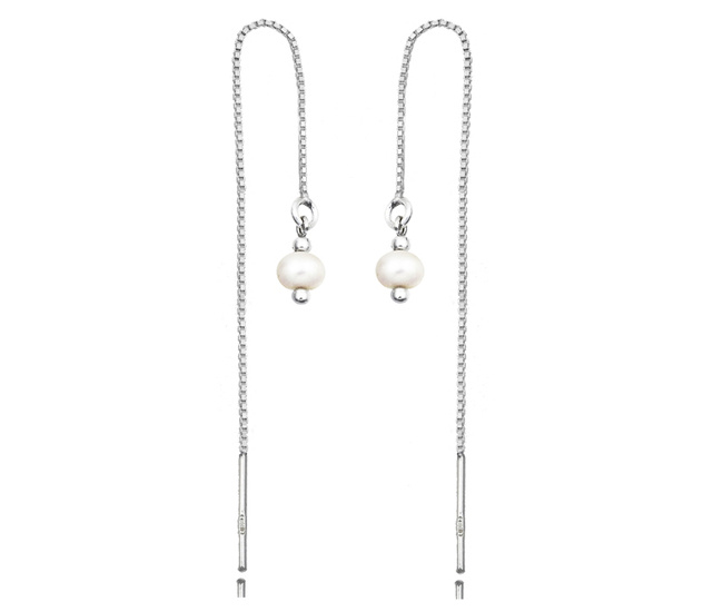 1383/4 Kolczyki srebrne 925 łańcuszki przeciągane perełki