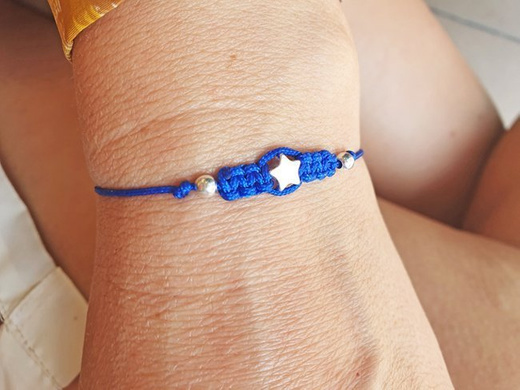 1272 bransoletka grawerowana srebrna na sznurku gwiazdka