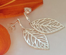 480/94  kolczyki srebrne duże  liście