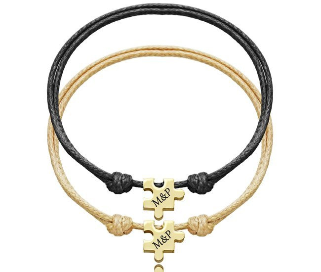 1176 bransoletki dla pary złote puzzle z grawerunkiem stalowe