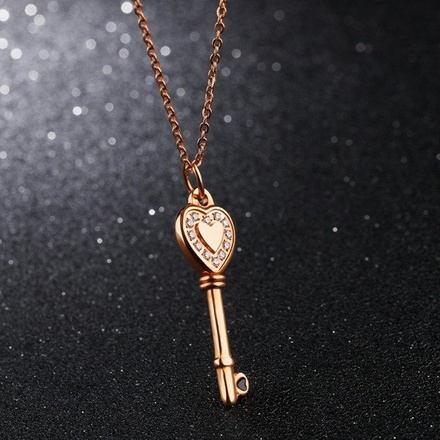 Nk 599/725 NASZYJNIK ze stali kluczyk różowe złoto