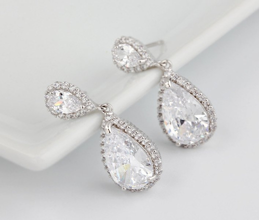 Kol 599/567 KOLCZYKI ślubne z łezką, piękne