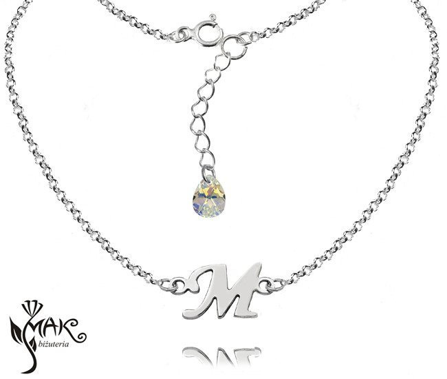 BR901 NASZYJNIK inicjał monogram literka 100% SREBRO