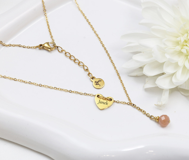 Naszyjnik na Baby Shower dla mamy z grawerunkiem pozłacana stal szlachetna 1876/4
