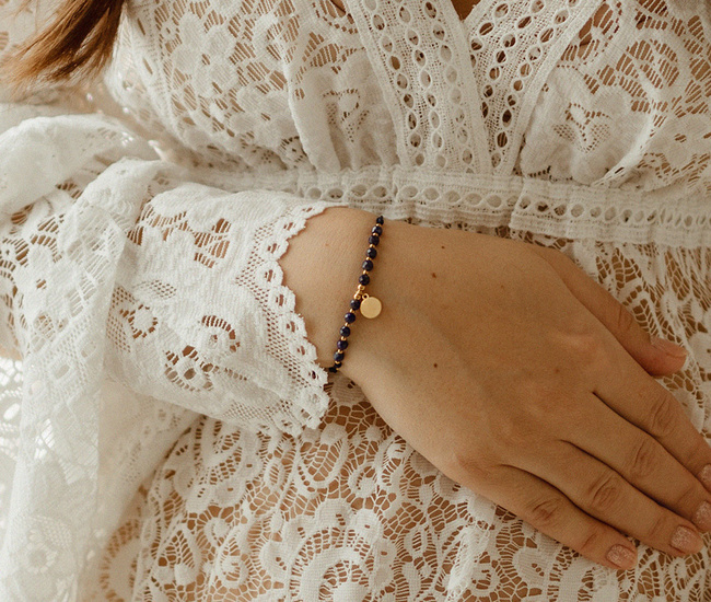 Bransoletka na Baby Shower dla mamy z grawerem i kamieniami naturalnymi 1794/14