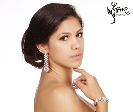 Kpl 656/9 komplet, biżuteria ślubna cyrkonie duże kolczyki