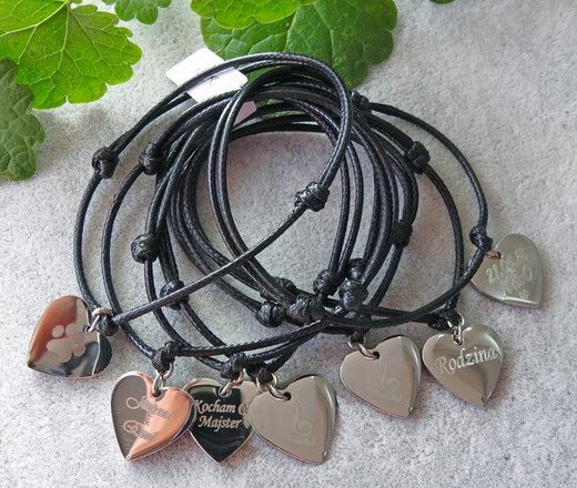 BR601 bransoletka na sznureczku z grawerem serce piękna