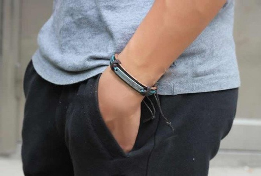 BR643 BRANSOLETKA MĘSKA Z GRAWEREM SKÓRA