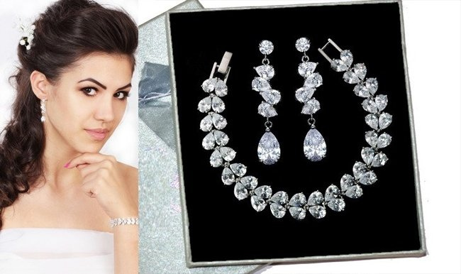 Kpl700 komplet ślubny, biżuteria ślubna z cyrkoniami b599/427  k686/12