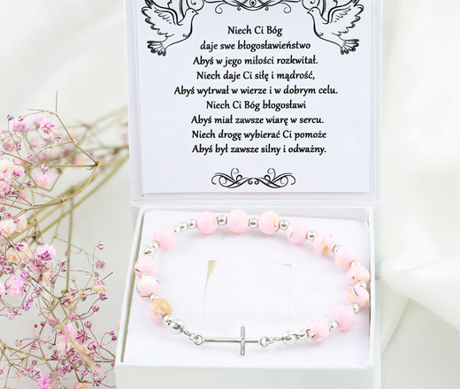 1627/10 bransoletka srebrna 925 różaniec z kamieniami naturalnymi howlit