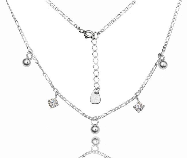 1162 naszyjnik srebrny 925 cyrkonie kuleczki