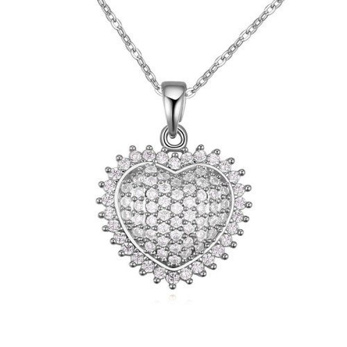 Nk599/328 NASZYJNIK białe złoto serce wysadzane cyrkoniami