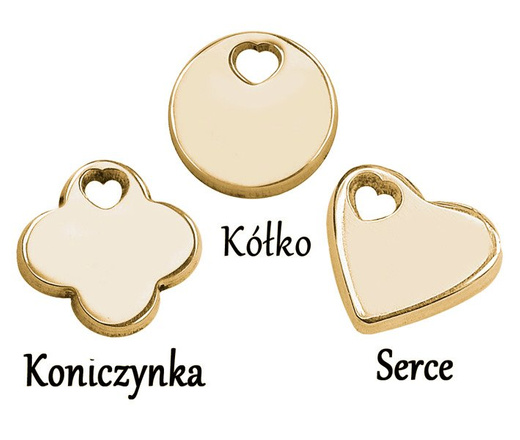 1102 BRANSOLETKA Z GRAWEREM złota koniczynka na sznureczku