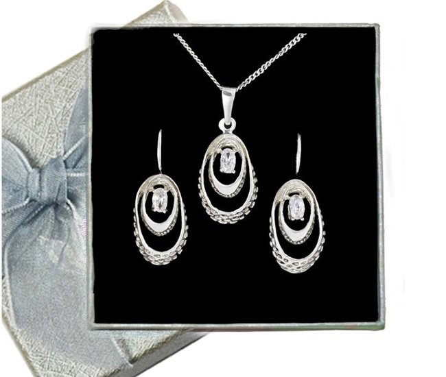 480/248  Komplet srebrny ażurowy