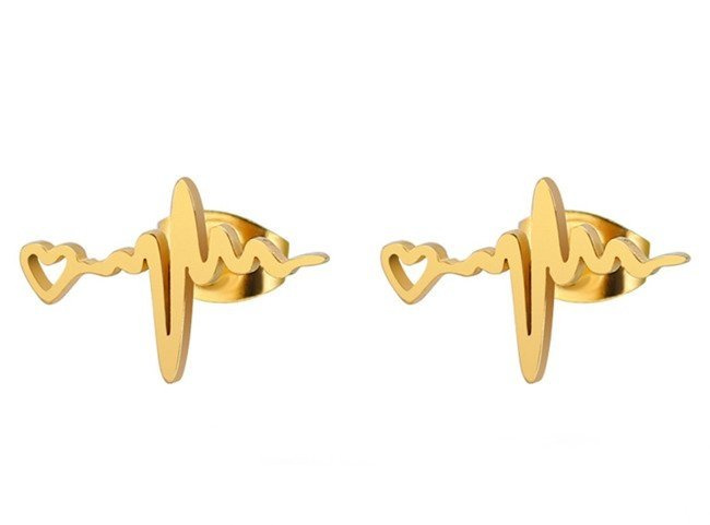 KOL911 KOLCZYKI stalowe linia życia złota