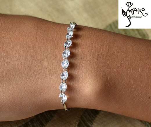 BR599/321 BIAŁE ZŁOTO CYRKONIE BRANSOLETKA