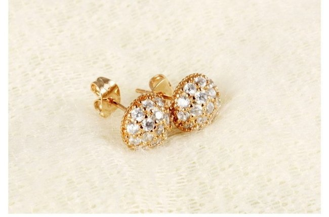 Kol 599/496 kolczyki  żółte złoto wysadzane cyrkoniami