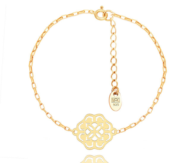 1383/23 bransoletka srebrna 925 pozłacana z rozetą