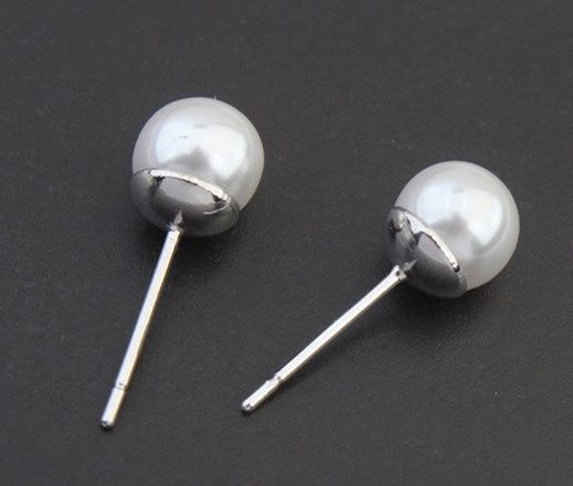 KOL 599/682 KOLCZYKI z białą perełką, srebrne