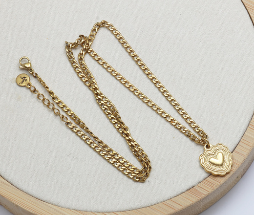 naszyjnik z grawerunkiem 1759 serce stal szlachetna, pozłacany