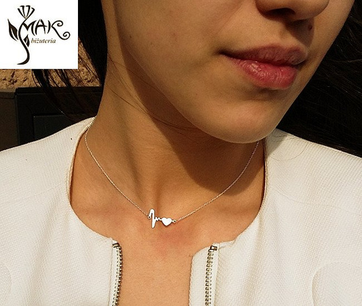 NK785 NASZYJNIK EKG linia życia SREBRO 925 celebrytka