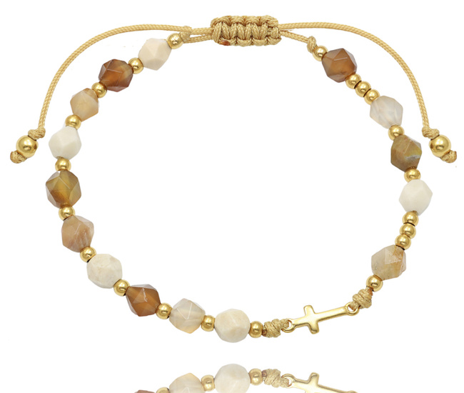 bransoletka różaniec 1758/1 złota, kamienie naturalne