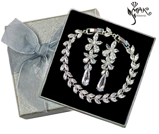 Kpl877 komplet ślubny, biżuteria ślubna z cyrkoniami b599/424 k805/4