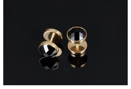 Kol 599/500 kolczyki pozłacane żółtym złotem,czarna cyrkonia