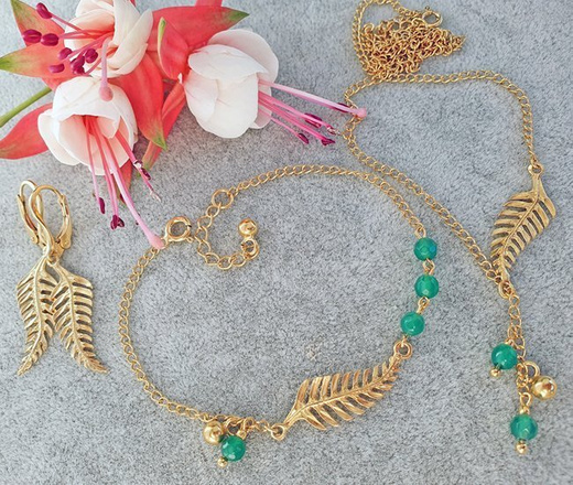 1194 naszyjnik srebrny 925 pozłacany listek