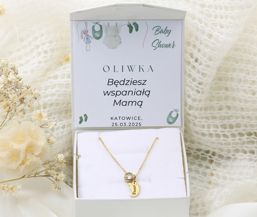 Grawerowany naszyjnik dla mamy z imieniem dziecka i cyrkonią 1764/1