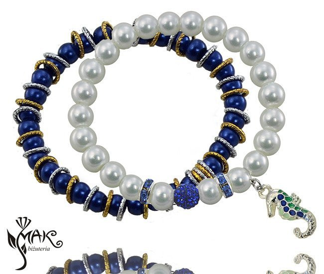 Zestaw 2 bransoletek renee BR450 granat + charms gratis