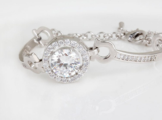 BR599/423 srebrna, CYRKONIE BRANSOLETKA