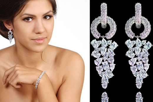 Kol 686/5 KOLCZYKI ślubne, cyrkonie długie Piękne