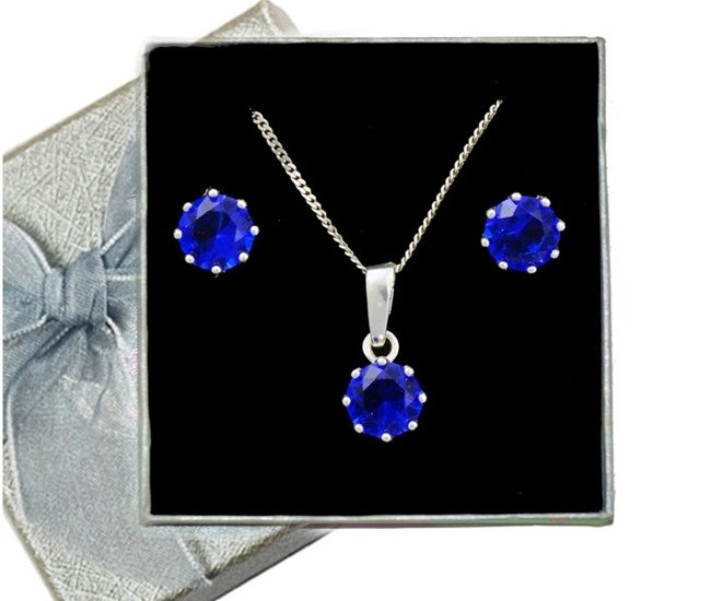 480/88  komplet srebrny koła z szafirowymi cyrkoniami