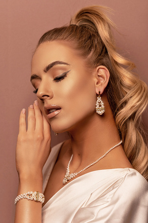 1367 bransoletka srebrny 925 pozłacana z perełkami