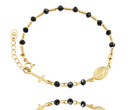 1571/3 bransoletka różaniec z czarnymi kryształkami pozłacana