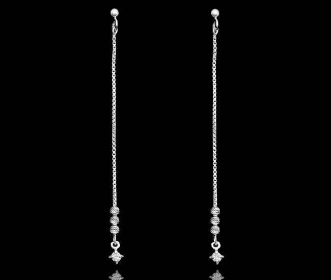 1749/4 kolczyki ślubne długie srebro 925, cyrkonia