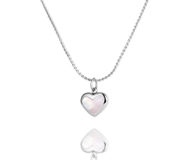 599/1130 naszyjnik ze stali szlachetnej z sercem zdobionym cyrkonią