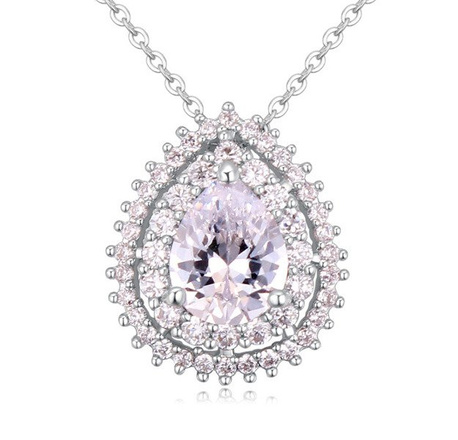 NK599/469 NASZYJNIK platynowany cyrkonie łezka crystal