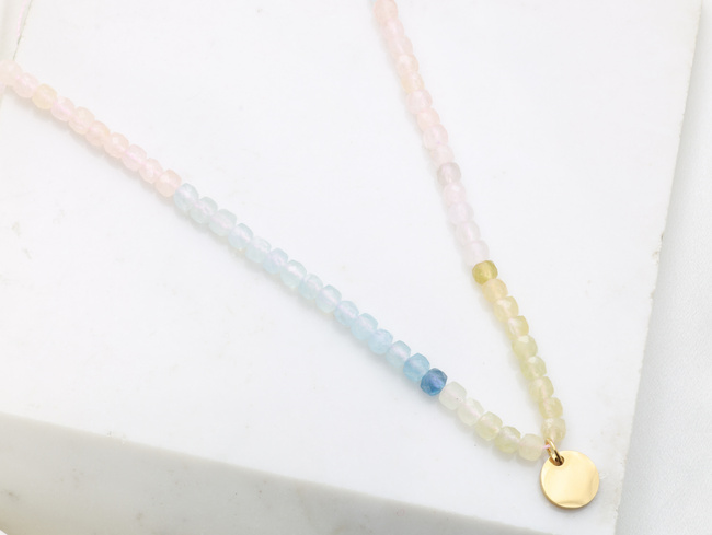 Naszyjnik z kółkiem i kamieniami naturalnymi (akwamaryn) 1799/4