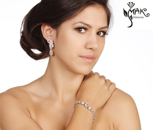 BR599/314 BIAŁE ZŁOTO CYRKONIE BRANSOLETKA