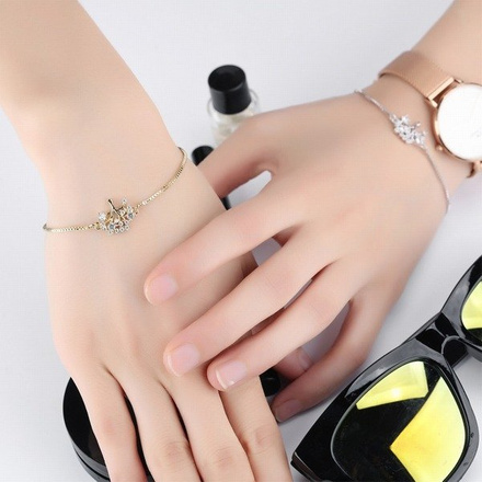 Br 599/770 BRANSOLETKA drzewko szczęścia, wysadzana cyrkoniami