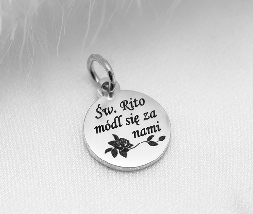 Medalik z dwustronnym wizerunkiem dowolnego Świętego - Święta Rita kolor srebrny 1810