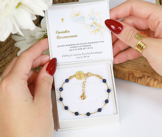 1716/1 różaniec na rękę pozłacane srebro 925 z lapisem lazuli