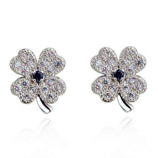 Kol 599/490 kolczyki sztyfty białe złoto koniczynka