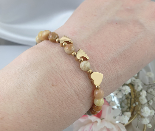 1599 bransoletka z grawerem serce stópki pozłacane