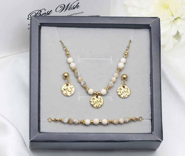 Elegancki duży komplet złocony krople  1875/16