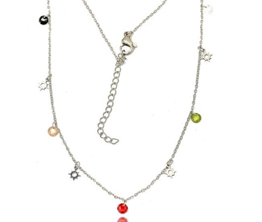 1251/7 naszyjnik stalowy cyrkonie kolorowe róża wiatrów